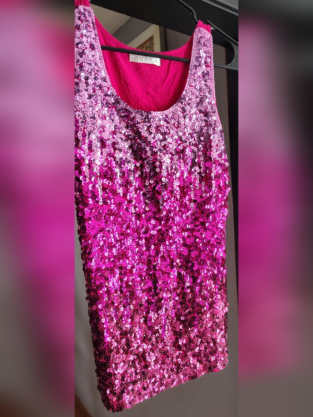 Maner Pink Sequin Tank Top